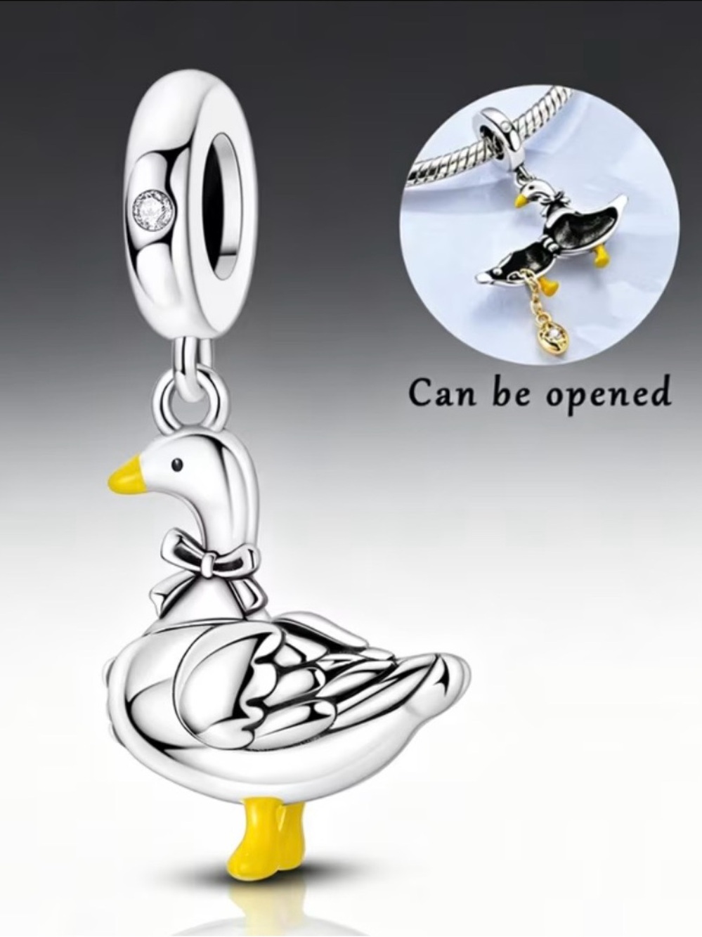 🐥 Cute Duck Opening Dangle Charm Accent Bracelet Charm
